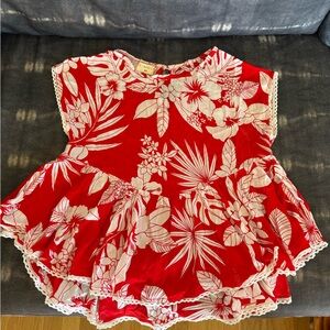 Eimeo Red Floral Aloha Top